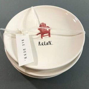 Rae Dunn Set of 4 Appetizer Plates “Relax & Rest”